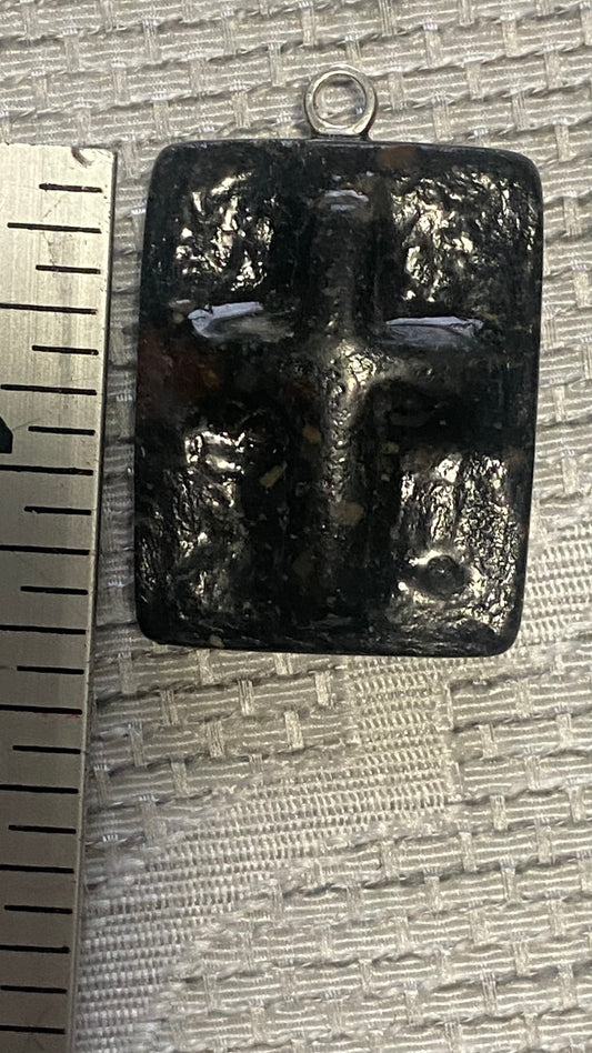 Stone cross carved keychain or charm