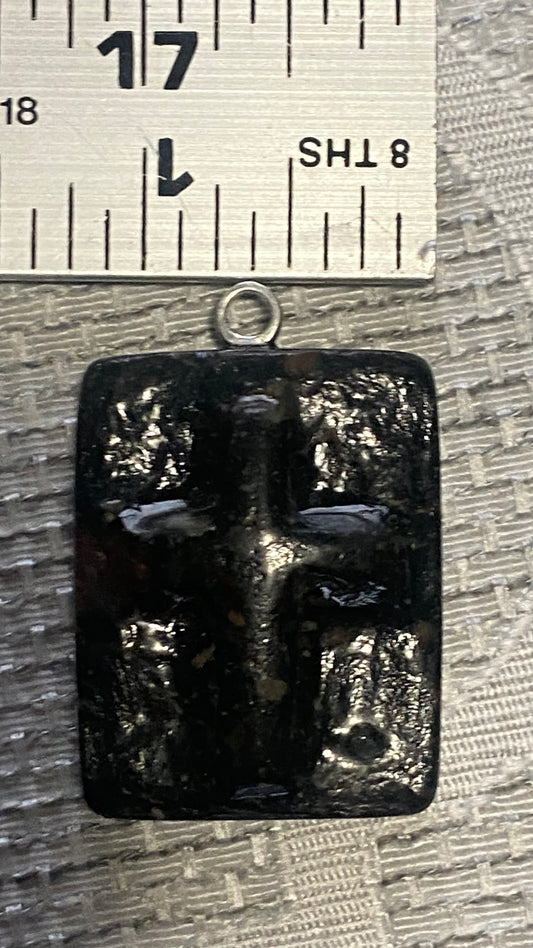 Stone cross carved keychain or charm